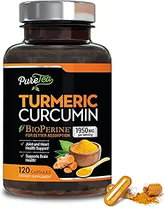 Turmeric Curcumin Supplement with BioPerine 1950mg,% 95 Standardized Curcuminoids - Black Pepper for Advanced Abors, Herbal Joint Support Complex, Nature's Tumeric Extract Non-GMO - 120 Capsules