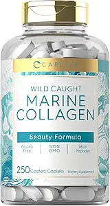 Carlyle Marine Collagen for Hair Skin and Nails | 250 Caplets | Women and Men | Tip I withuba | Non-GMO & Gluten Free