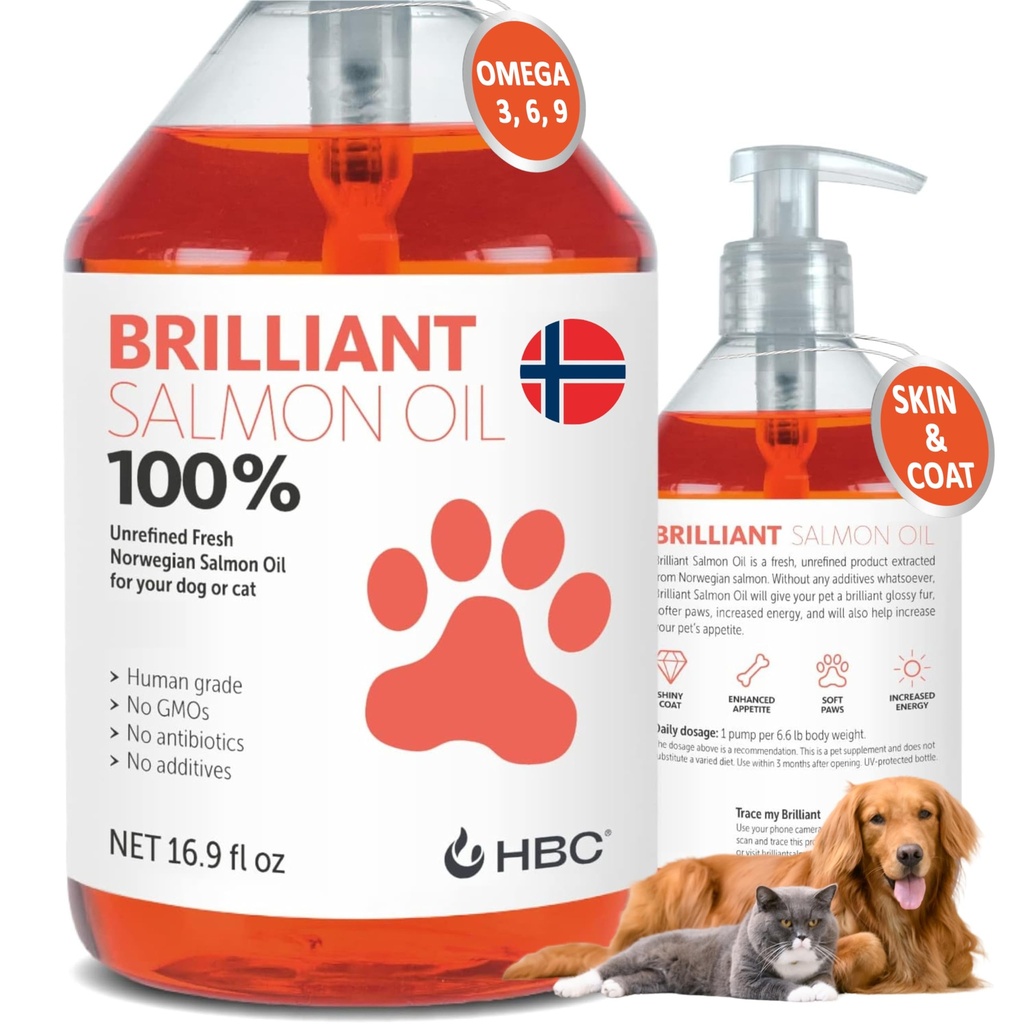 Köpekler için Salmon Yağı - Sağlıklı Cilt & Ön, Tüm Doğal Norveç Balık Petrol Yemekleri Evcil hayvanlar için Tamam, Omega 3 EPA DHA, Shedding, Anti Allergy, Itching, Kuru Skin, Ortak & Bone Health - 16.9 Oz