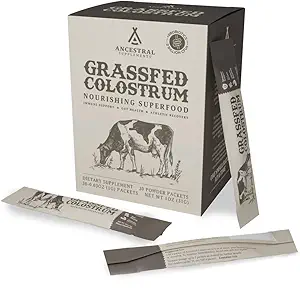 Ancestral Supplements Grass Fed Beef Bovine Colostrum Toz Paketleri, Immune Support Supplement, Gut, Skin & Hair Health Support Supplements, Promosyonlar ve Onarımlar, GMO, 30 Sticks, Unflavoreded