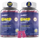 Melatonin Free Sleep Aid Gummies for Yetişkinler, Sugar Free sleep Gummy No Melatonin, Natural Calm Gummies with Magnezyum Glycinate, L-Tryptophan, L-Theanine, GABA, Ashwagandha, Valerian, 120cts