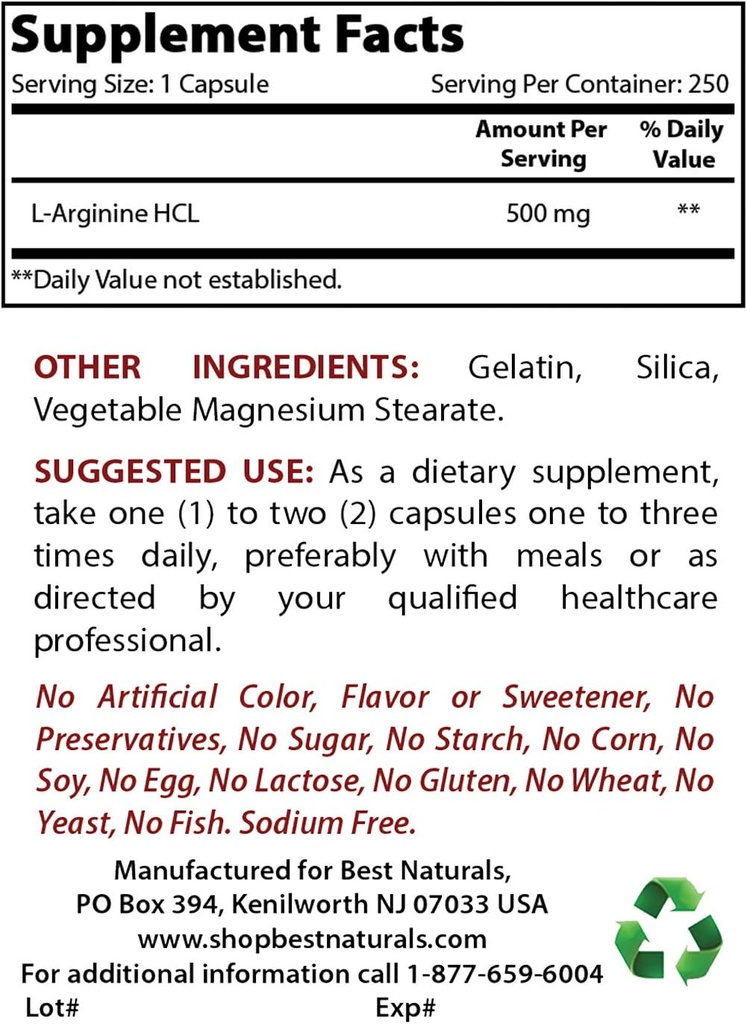 En İyi Doğallar L-Arginine 500 mg & L-Citrulline 1500 mg