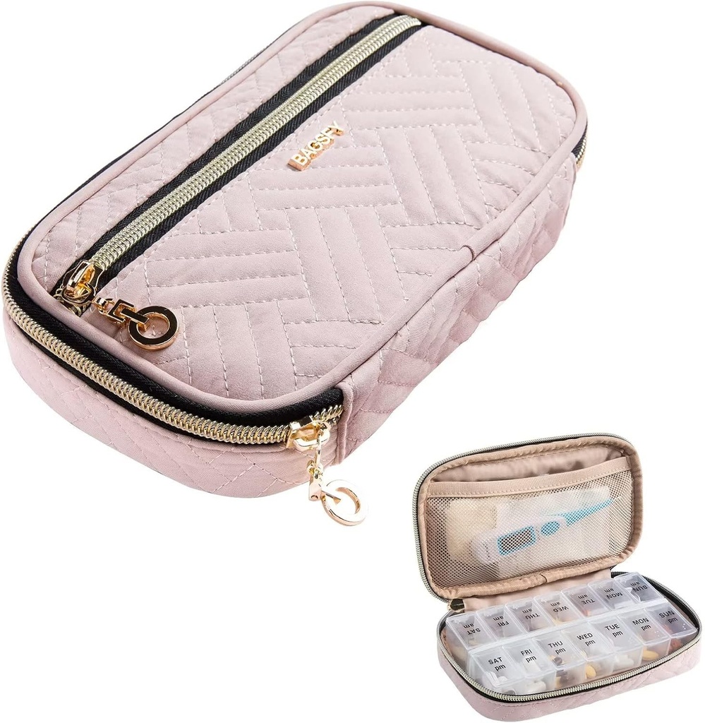 BAGSFY Pill Organizer Case 2 Times a Day- Weekly Medicine Organizer Travel Pill Box with Re estate 7 Day Medicine Case Konteyner for Fish Oil, Vitamin, Supplement, Supplement