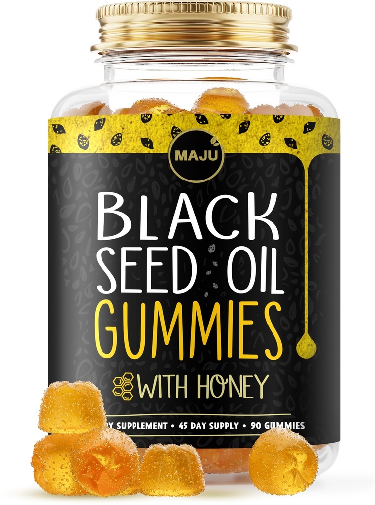 MAJU'nun Kara 90., 500 mg BSO Gummy, Black Cumin Seed Nigella Sativa Oil, Cold-Pressed, Potent Formula, 90ct