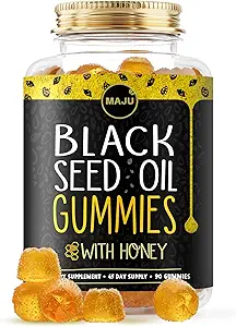 MAJU'nun Kara 90., 500 mg BSO Gummy, Black Cumin Seed Nigella Sativa Oil, Cold-Pressed, Potent Formula, 90ct