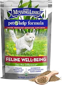 Eksik Link Pet Kelp Feline Well-Being 6oz Superfood Tozlu Tamam, Organik & Sınırlı Kediler Digestive & Genel Kediler Sağlığı için Formül