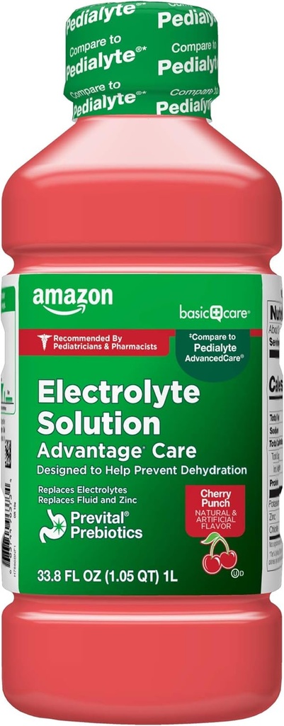 Πλεονέκτημα λύσης με PreVital Prebiotics, Cherry Punch, Σχεδιασμένο για να βοηθήσει στην πρόληψη της αφυδάτωσης, αντικαθιστά ηλεκτρολύτες, ρευστό και ψευδάργυρο, 33.8 fl oz (πακέτο του 1)