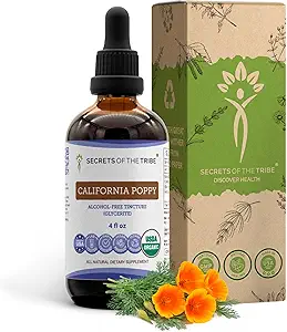 California Poppy USDA Organic Tincture | Alkol-FREE Extract, High-Potency Herbal Drops | %100 sertifikalı Organik Kaliforniya Poppy (Escholzia Californica) kuru Herb ve Flower 4 oz