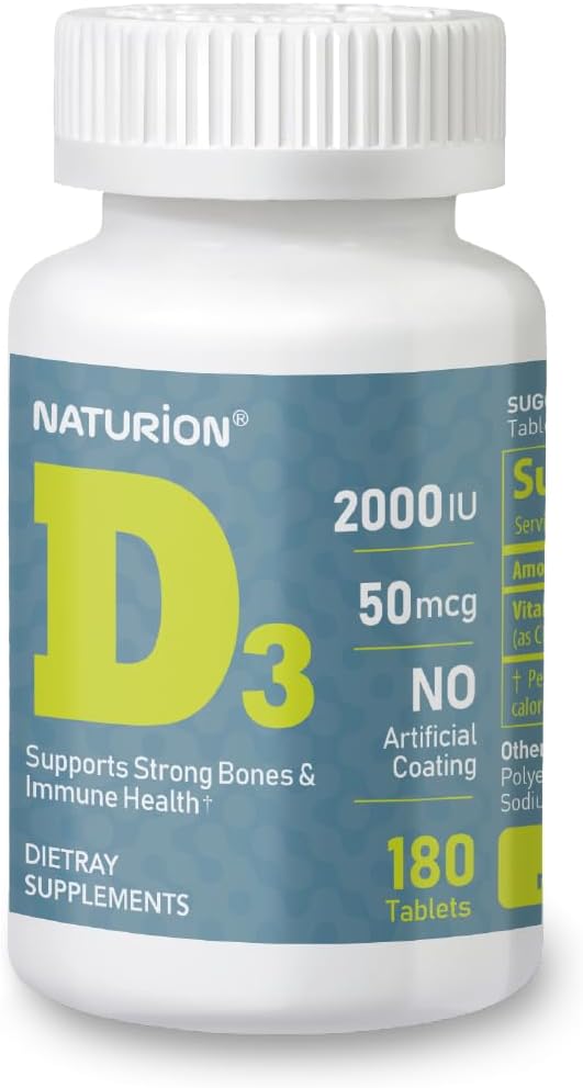 D3 2000iu (50 mcg) 6Months Supply for Immune Support, sağlıklı Muscle Function, and Bone Health - Non-GMO, Gluten Free, with Vitamin B2 - (Mini Tabletler), 180 Count Count