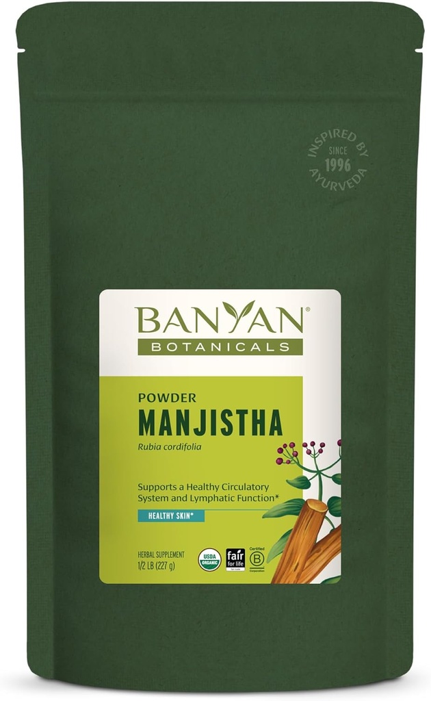 Banyan Botaniks Manjistha Toz – Organik Manjistha Supplement – Ayurvedic Blood Cleanse & Lymphatic System Support* – 1⁄2 lb. – Non-GMO Sustainable Sourced Documents for Life Fair Trade Trade Trade