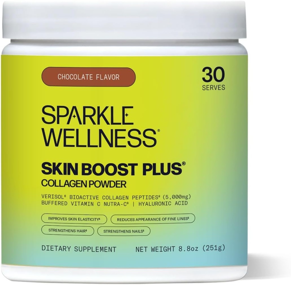 Sparkle Wellness VERISOL Bioaktif Hydrolyzed Collagen Peptides | Collagen Toz Supplement with Vitamin C & Hyaluronic Acid for Hair, Skin, and Nail Health | Skin Boost Plus (Chocolate) [30-Serves]