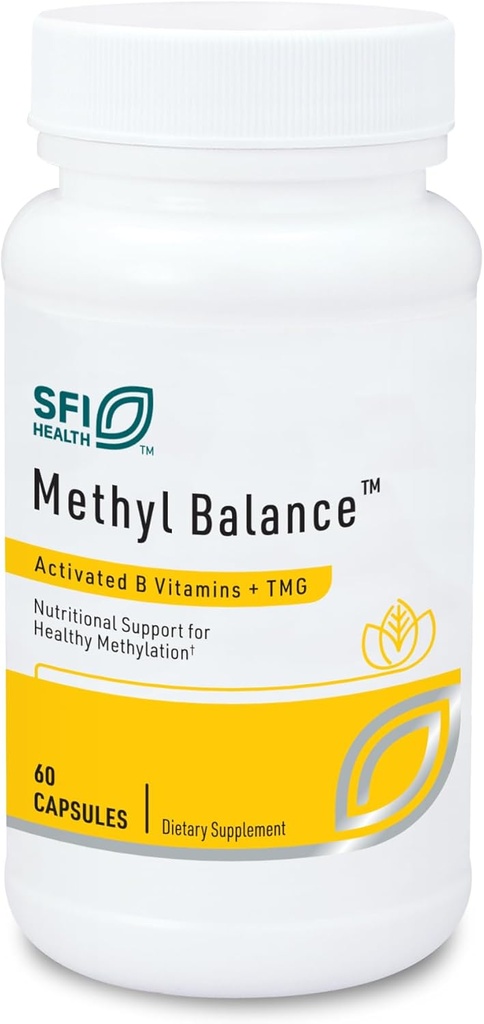 Klaire Labs SFI Health Blood Balance - Aktif Vitamin B + Trimethyglycine Supplement - Metafolin Metrik, Betaine TMG, B2, B6 & 12 - Sağlıklı Enerji Seviyelerini Destekleyin (60 Capsules)