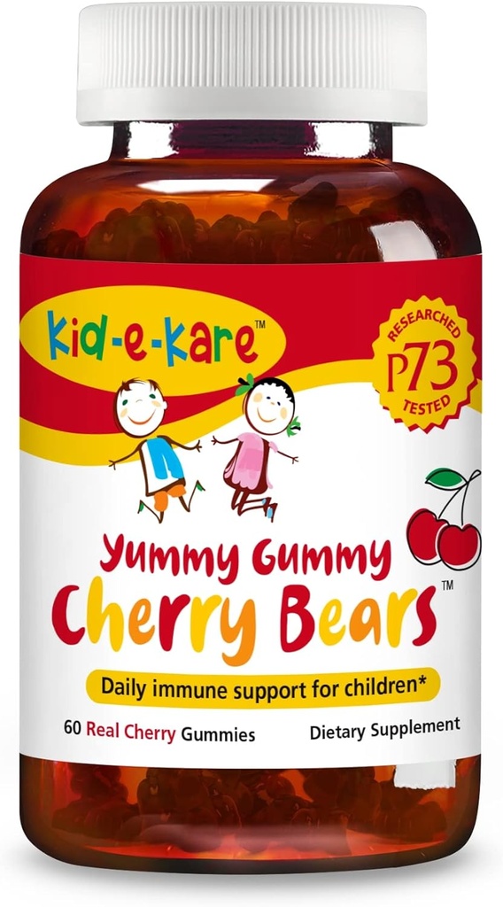 NORTH AMERICAN HERB & SPICE Kid-e-kare Yummy Gummy Cherry Bears - 60 Real Cherry Gummies - Daily Immune Support for Children - with P73 Oreganol & Black Seed Oil - Non-GMO - 30 Servisler