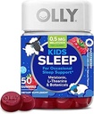 OLLY Kids Sleep Gummy, 0.5mg Melatonin, L Theanine, Chamomile, and Lemon Balm, Childrens Chewable Supplement, Raspberry - 50 Count
