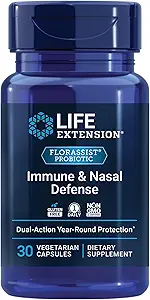 Life Extension FLORASSIST® Immune & Nasal Defense, L. rhamnosus CRL1505, Immune Response, Sağlıklı Nasal Airflow, Mevsimlik Destek, Gluten-Free, Non-GMO, 1 Daily, Vegetarian, 30 Capsules