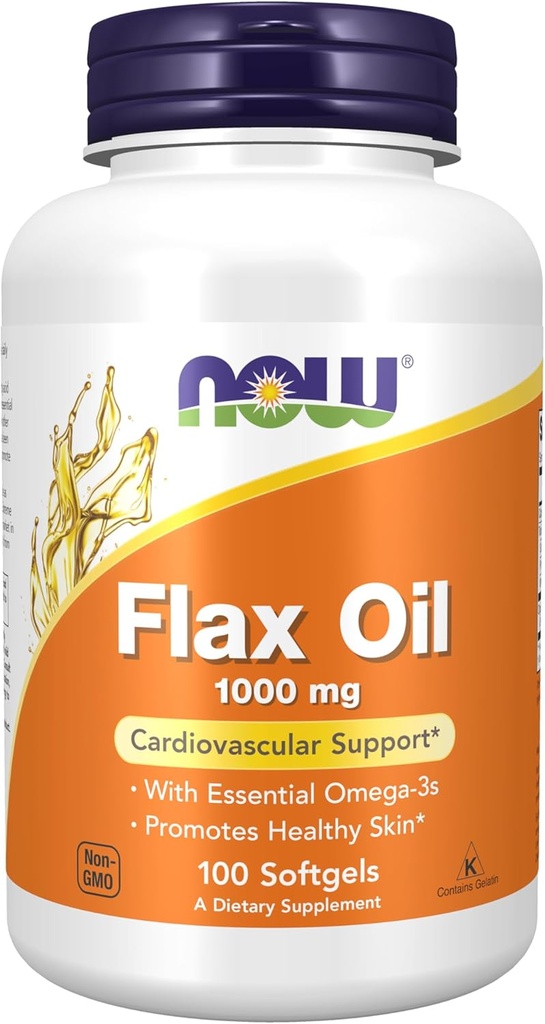 Şimdi Gıdalar Tamamlar, Flax Oil 1000 mg Organik Flax Oil, Cardiovascular Destek*, 100 Softgels