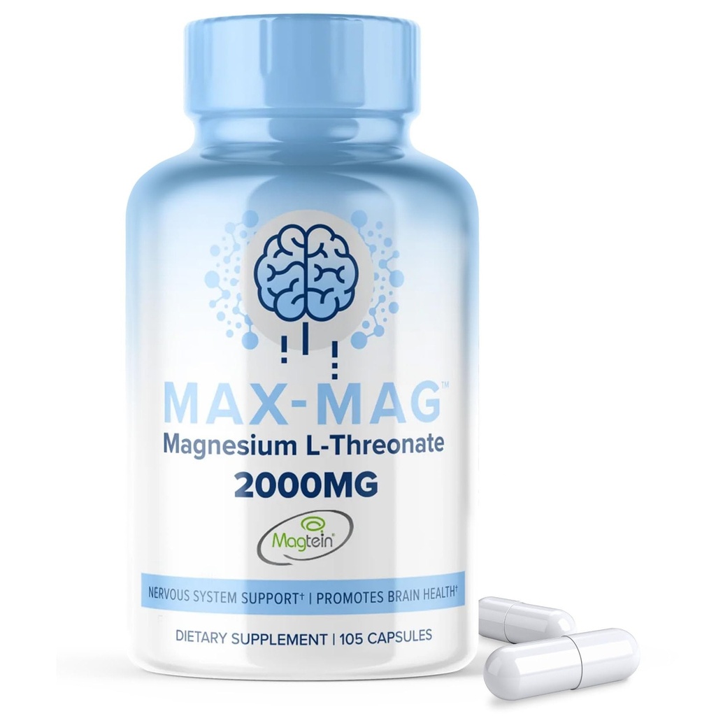 Max-Mag Magnezyum L-Threonate Supplement - MaxLife Naturals tarafından yapılan 105 Capsules D3 ve K2 ile Uyku, Mood & Brain Magnezyum L Threonate Capsules Beslenmesi MaxLife Naturals