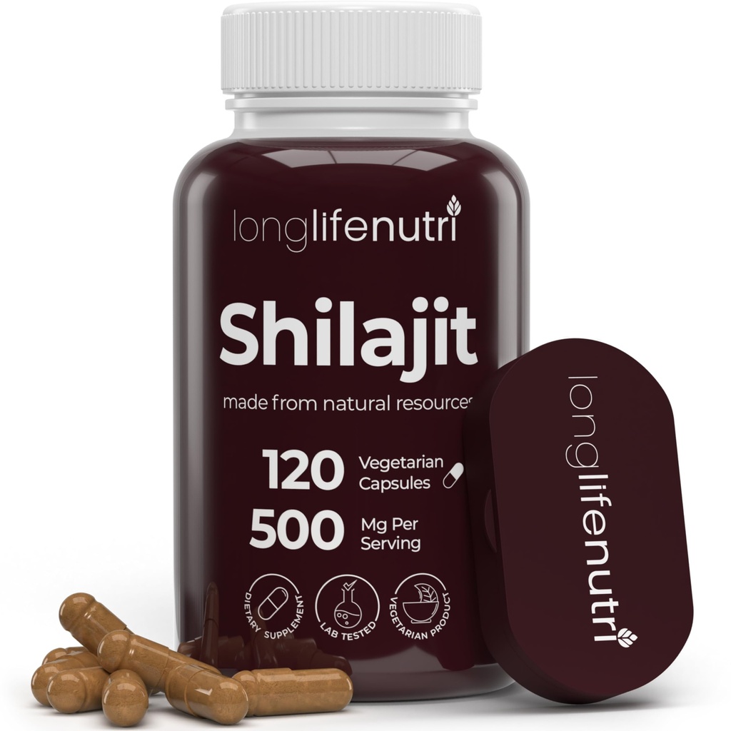 Shilajit Pure Himalayan Extract 500 mg ile 15 Fulvic Acid 500 mg - 120 Vejetaryen Capsules, 4 Ay Supply, Vitality & mental Clarity için Organik Supplement, ABD'de Yapıldı Gluten Free, Non-GMO