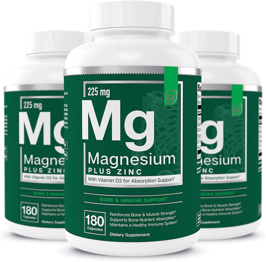 Essential Elements Magnezyum Plus Çinko D3 ile Vitamin | Bilimsel Olarak Formüle edilmiş Kalp, Bone & Muscle Support | 225 mg Triple-Strength Magnezyum Kompleks with Glycinate, Malate, Citrate | 540 Count