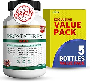 ProstateRex Max Extra Strength Prostate Health Support Supplement, Saw Palmetto, Vegan, Non-GMO, Gluten-Free - 300 Capsules (5)