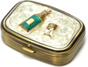 9327 Rectangular Küçük Pill Box Organizer Cream White Brass Kadın Seyahat Pill Case Purse Pocket Konteyner Günlük Portatif Tıp Vitamini İlaçları Tamam Mini Depolama