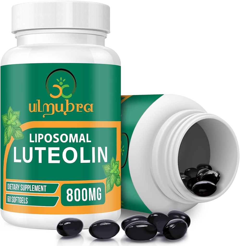 800 MG Liposomal Luteolin Supplement - Maximum Absorption, Premium Antioxidant Supplement for Brain & Overall Well-Being, 60 Softgels - 30-Day Supply