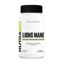 NutraBio Lions Mane Συμπληρώματα κάψουλες- οργανική σκόνη μανιταριών λιονταριών (500mg)- Εστίαση, μνήμη, ασυλία - 60 κάψουλες λαχανικών