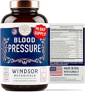 Blood Pressure Support Supplement - Green Tea, Hibiscus, Hawthorn, Garlic - Blood Pressure Vitamin, Mineral and Activated Naturals - 3 Month Supply, 90 Capsules