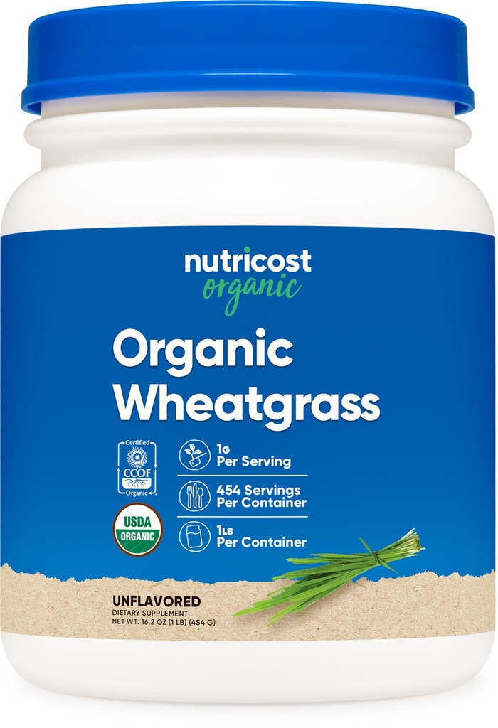 Nutricost Βιολογική σκόνη σιταριού 1 LB - μη ΓΤΟ Superfood