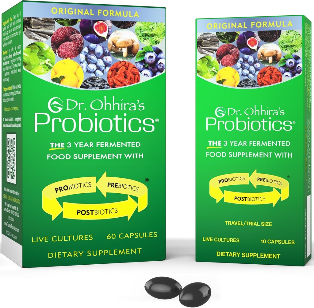 Dr. Ohhira's Probiyotiks, Original Formula, 60 Caps with Bonus 10 Capsule Travel Pack - 13 Probiyotik Strains with Prebiyotiks and Postbiyotiks
