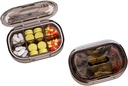Küçük Pill Box, Moisture Kanıt Pill Case, Seyahat Pill Pocket Purse, Daily Portatif Tıp Vitamini, Fish Oil, Supplement (Black-3)