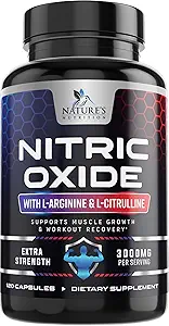 Nitrik Çimento ATM Ekstra Güçlü 3000 mg - 3X Güçlü L-Arginine & Citrulline, Erkekler için En İyi Nitrik Çimento Supplements, Supports Muscle, Heart Health, Energy Supplement, USA, 120 Capsules