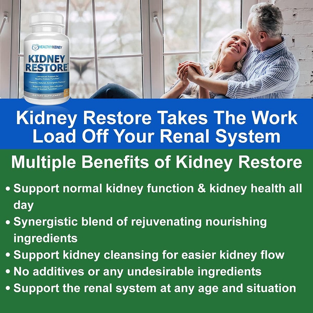 Kidney Cleanse Detox & Tamir - Kidney Health Expert Living w/Transplant - ABD Made Kidneys Support Supplement, Detox & Flush - Renal Vitamins 120 Capsules