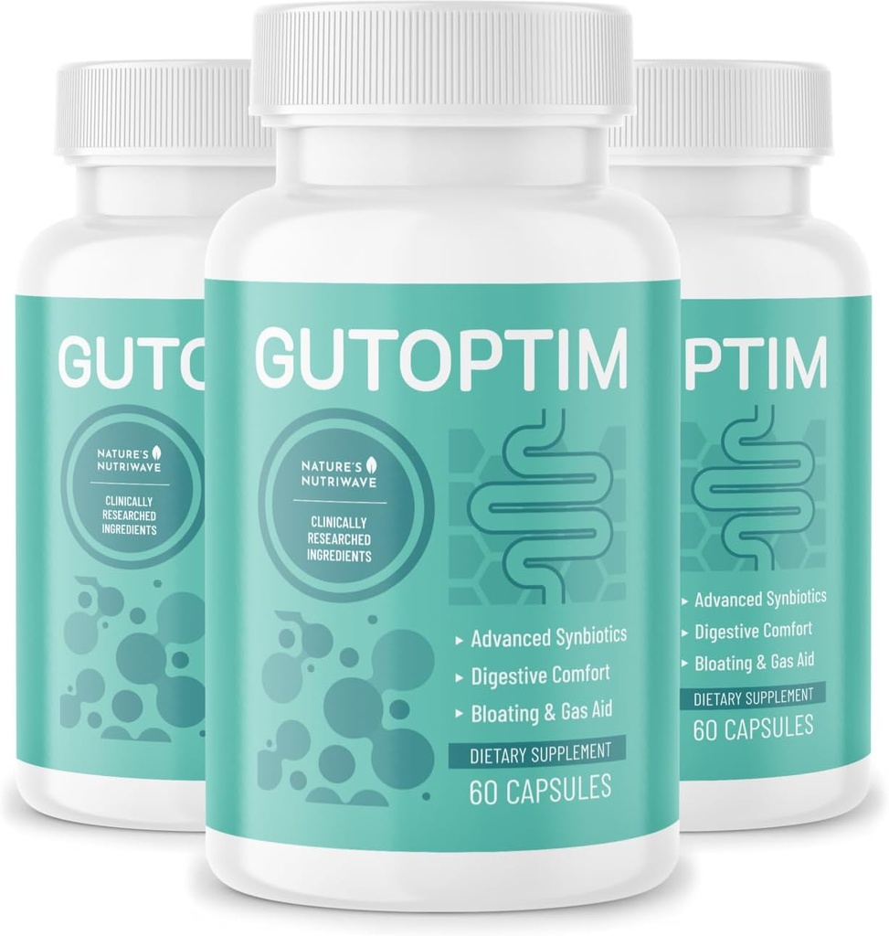 GutOptim Probiyotik & Prebiyotik Capsules | Synbiyotik Gut Health & Bloating Relief for Women & Men | Enzyme with Probiyotiks for Digestive Health | Non-GMO, 60 Ct, 3 Ay Supply