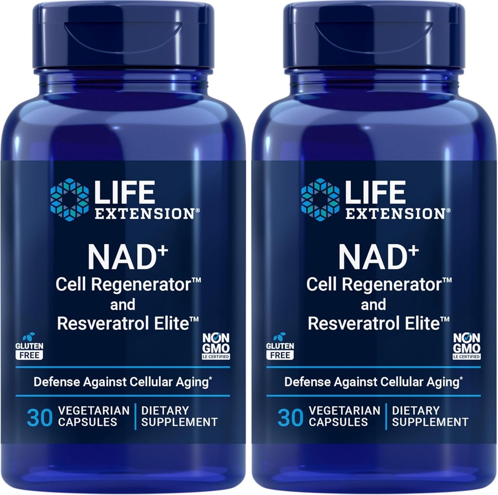 Hayat NAD+ Hücre Regenerator ve Resveratrol Elite, NIAGEN nicotinamid riboside, Trans-resveratrol, quercetin, Fisetin, Longevity, Energy, and oxidative Stress, 30 Vegetarian Capsule