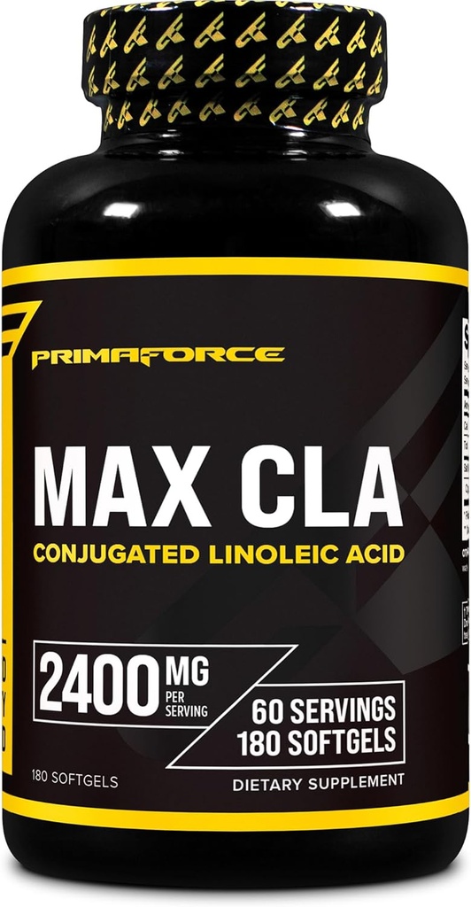 Primaforce CLA 2400 mg per Service (180 softgels) - Max CLA - Erkekler ve kadınlar için, Non-Stimulating, GMO Free & Gluten Free