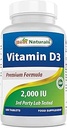 En İyi Doğal Vitamin D3 2000 IU (50 mcg) - 100 Tablet - 100 Gün Supply - Yardımlar Immune Health, Güçlü Bones ve Dişler ve Kas Fonksiyonlu (100 1)