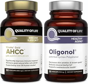 Ποιότητα της ζωής Χαρακτηριστικά Kinoko Gold AHCC και Oligonol Lychee Extract - Immune Support Healthy Aging Bundle