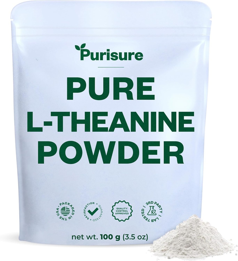 L-Theanine Toz, 100 g, Pure L Theanine Tozu Rahatlama ve Focus, Bilişsel Fonksiyonl için Tamam, No Fillers, Non-GMO, 1000 Hizmetler
