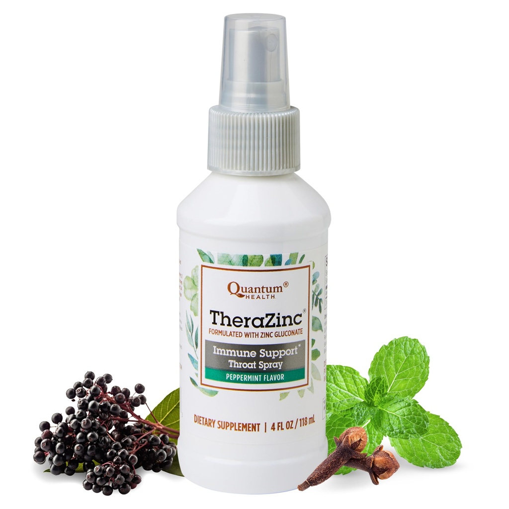 Kuantum Sağlığı TheraZinc Oral Spray, çinko Immune Support For Yetişkinler ve Çocuklar için destek, Soothing Liquid Çinko yapıştırıcısı, 4 Oz.