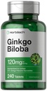 Horbäach Ginkgo Biloba Supplement | 120mg | 240 Tablet | Standart Herbal Ekstraksiyon | Flavone Glycosides | Vegetarian, Non-GMO ve Gluten Free