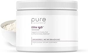 Pure Therapro Rx Elite IgG Immunoglobulin Supplement Powder, 60 Servings, 1100 mg IgG, IGA & IgM Serum Derived Immunoglobulins, Unflavored, Gluten, Dairy & GMO Free Colostrum Supplement Alternative