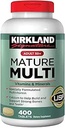 Kirkland Signature Adult 50+ Multi Vitamins & Minerals, 400 Tablet (2 Pack)