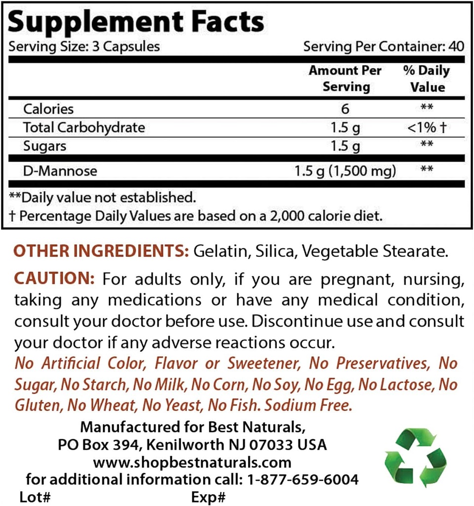 Best Naturals D- Mannose 1500 mg & εκχύλισμα Ashwagandha 500 Mg