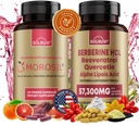 Όλα σε μία δέσμη Μεταβολισμού - Morosil & Berberine Complex με Resveratrol Quercetin Alpha Lipoic Acid - Αντιοξειδωτικό, Ζωτικότητα, Ευεξία Υποστήριξη - Μη ΓΤΟ, Χωρίς Γλουτένη, Vegan συμπλήρωμα