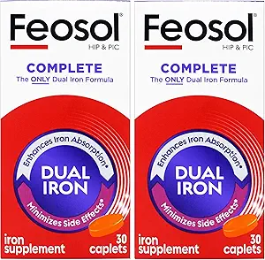 Feosol Bifera Hip & PIC Iron Supplement, Tamam - 30 Caplets, Pack of 2