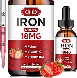 Kadınlar ve Erkekler için sıvı Demir Ölçeği Foate ile Anemi için Demir Supplements, C, B12 Red Blood Hücre Desteği-Strawberry için 2 Fl Oz