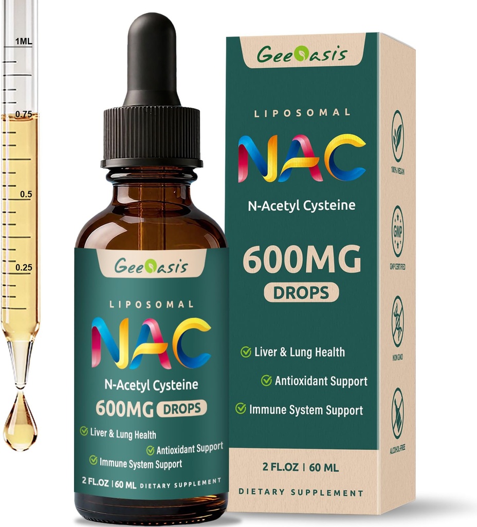 Liposomal Liquid NAC Supplement N-Acetyl Cysteine Drops, N Acetyl Cysteine 600 mg with Quercetin & Çinko for Yetişkinler & Kids, Liver & Lung Support, Antioksi, Immune & Skin Health, 2 Fl Oz Oz