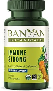 Banyan Botanicals Immune Strong – Organic Supplement with Turmeric & Tulsi ­­– Ayurvedic Immune Formula That Supports The Body's Natural Defenses* – 90 Tablets – Non-GMO Sustainably Sourced Vegan
