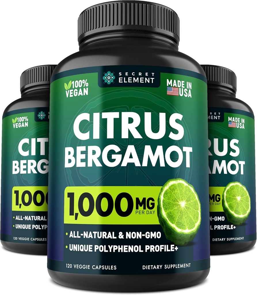 3 Pack Citrus Bergamot Extract 1000mg, Supplement for Heart, Immune System Support, and Healthy Aging - Pure 360 Vegan Capsules